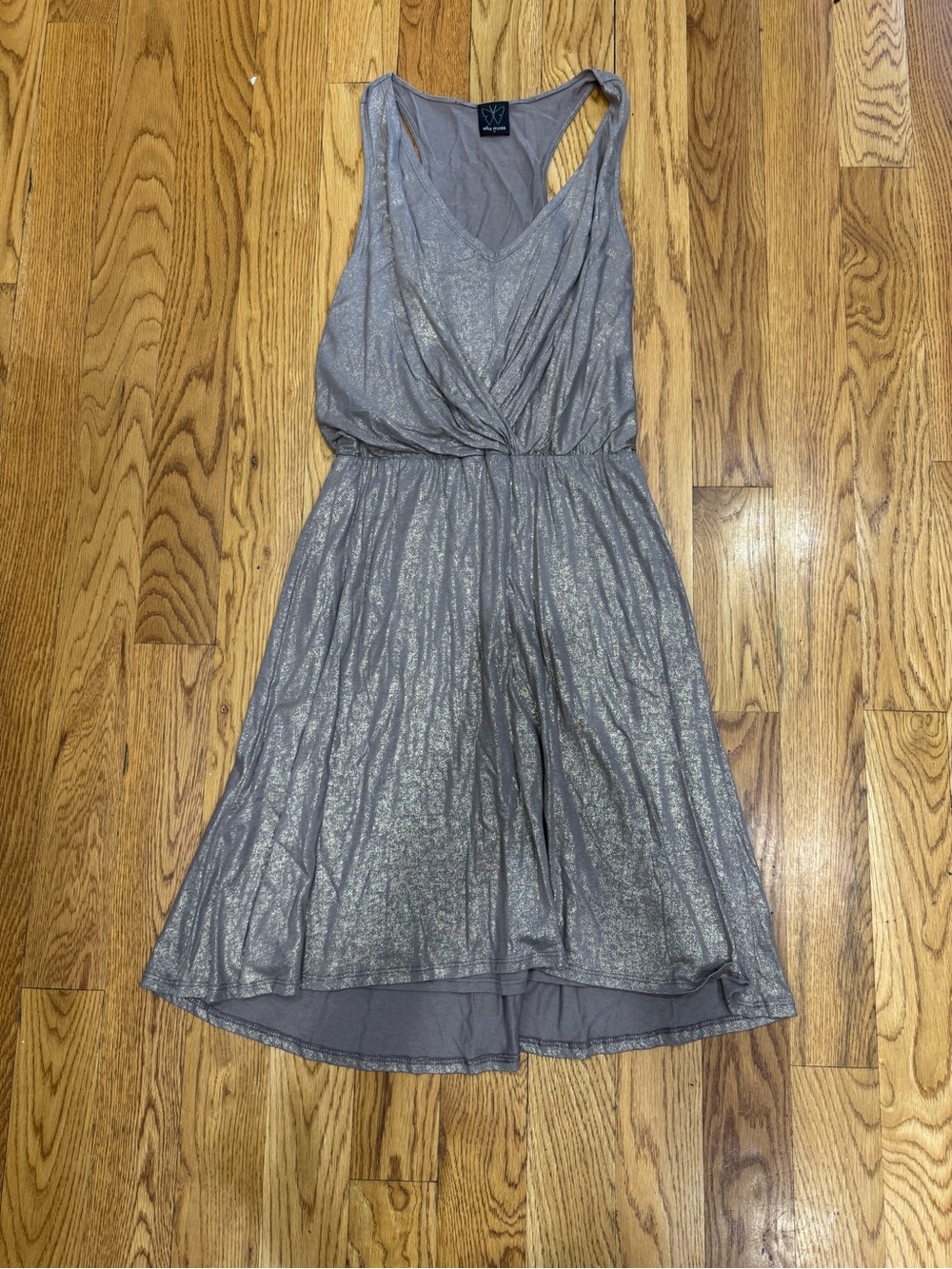 Ella Moss Silver Metallic High-Low Sleeveless Dress